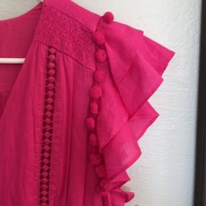 JCrew Fushia Pom Pom midi dress